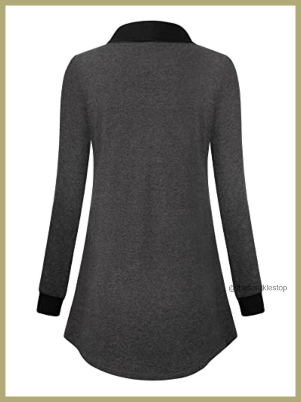 Women's Casual Swing Sweatshirt Long Sleeve Zip Lapel Tunic - Picture 2 of 6